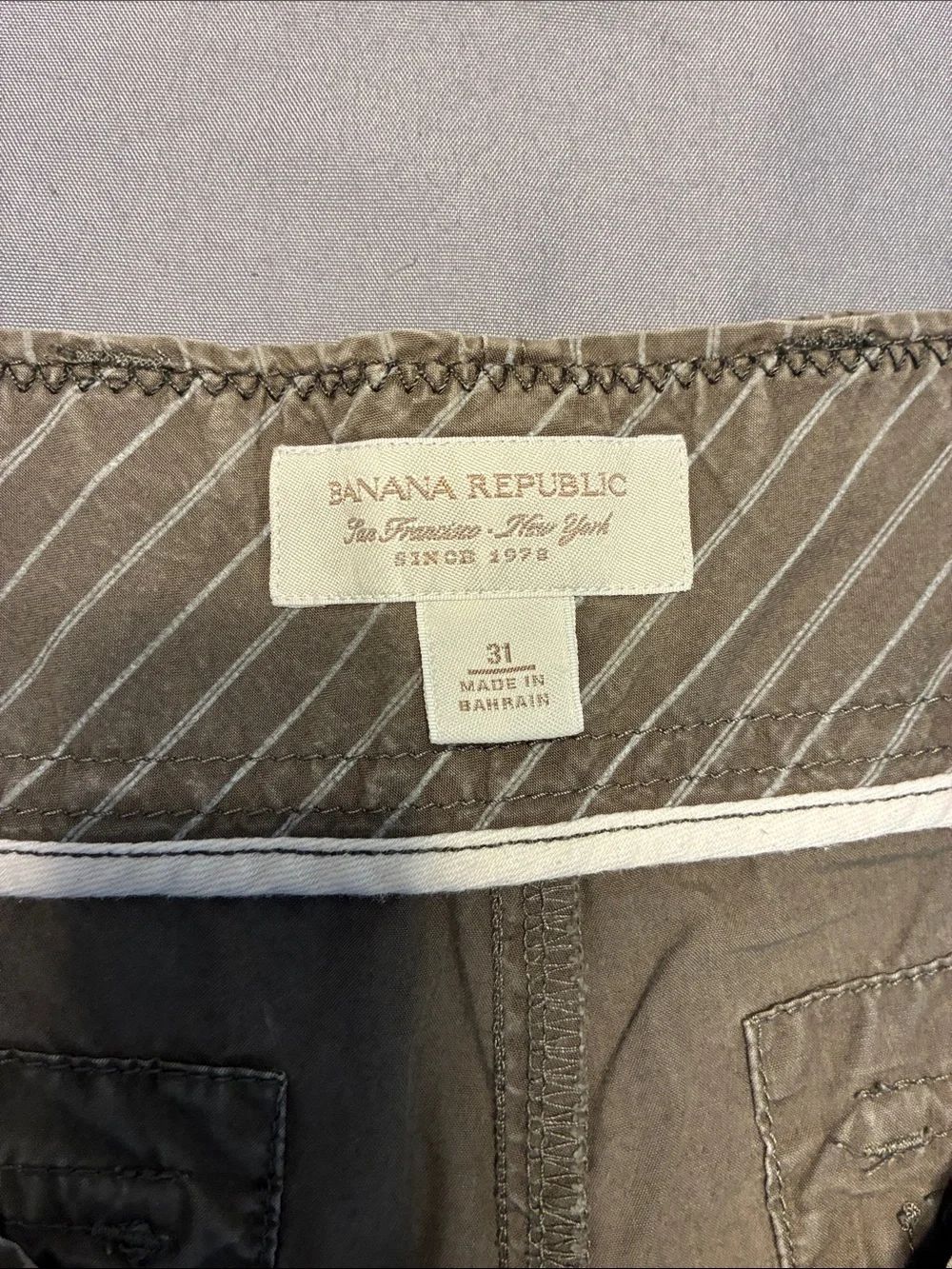 Banana Republic Olive Green Pinstripe Flat-Front Men's Shorts